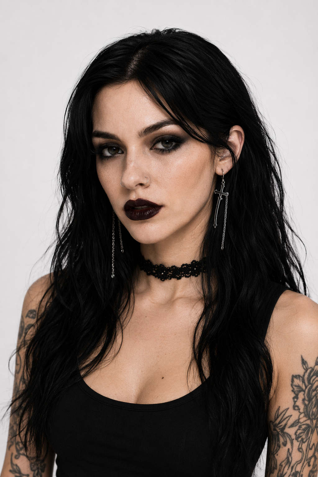 Black Gothic Cross Earring Default Title