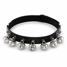 Leather Leg Ring Garter with Bells Black