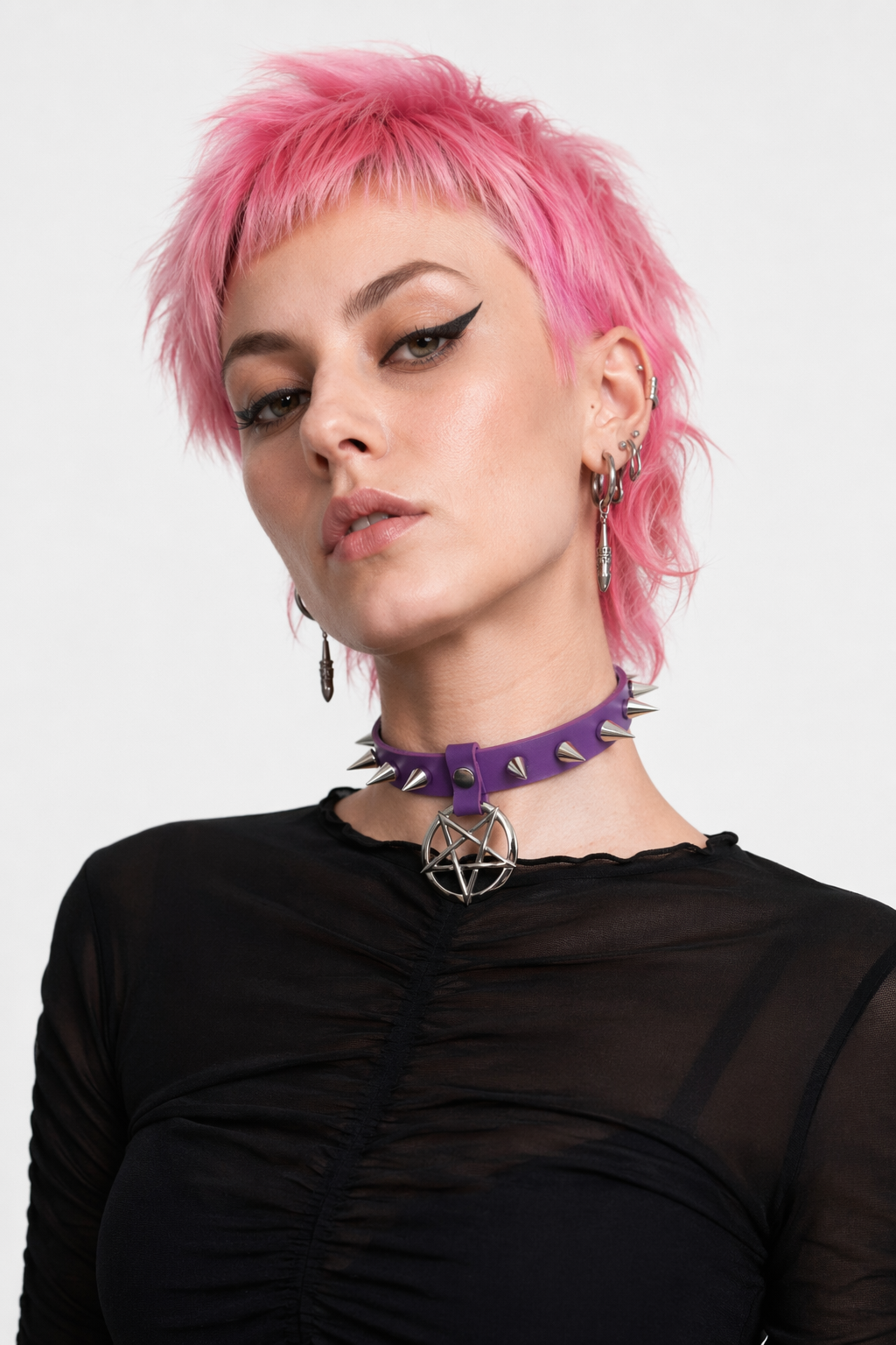Alt Gothic Spike Choker - Darkest Depths purple