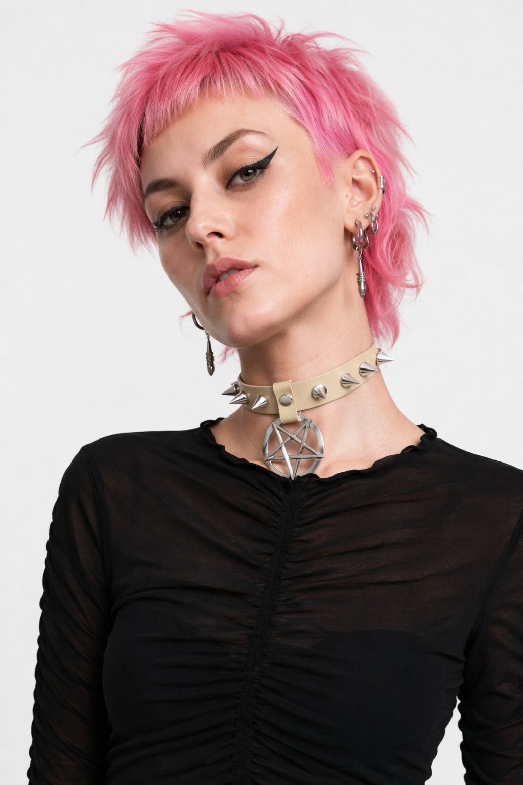Alt Gothic Spike Choker - Darkest Depths begie