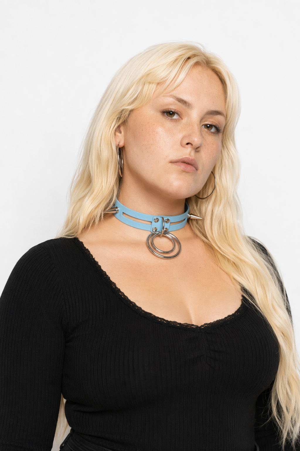 Black Spike Choker (11 Shades) Light Blue