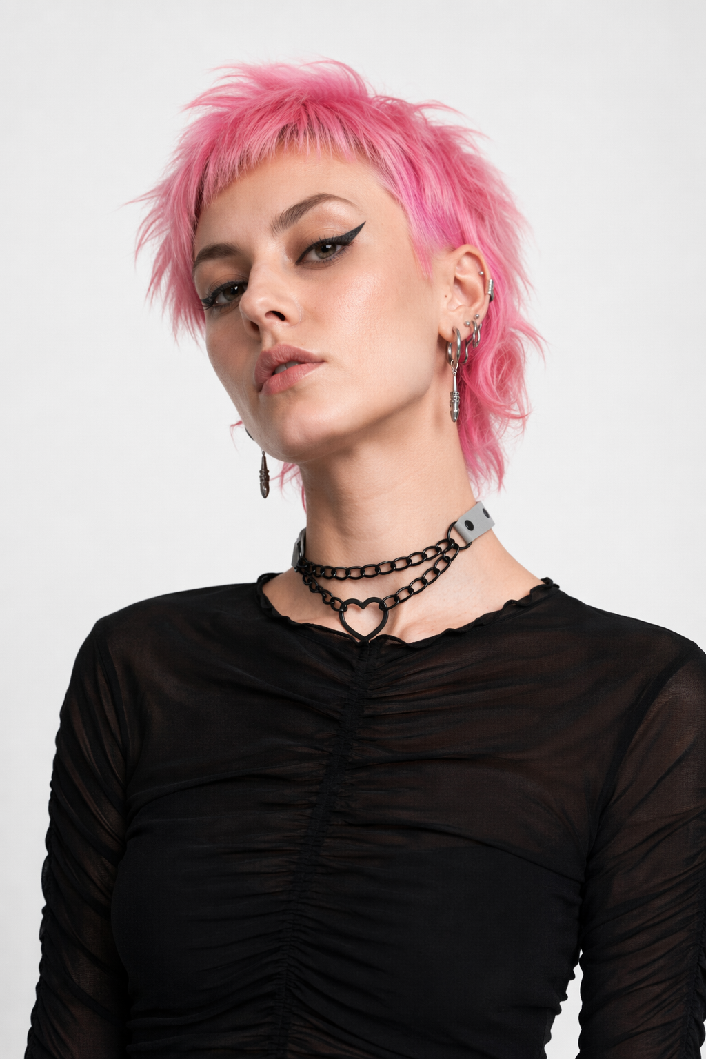 Black Goth Heart Choker - 16 Colors Gray
