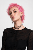 Black Goth Heart Choker - 16 Colors Gray
