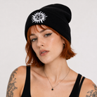 Black/Red Flame Pentagram Beanie Black