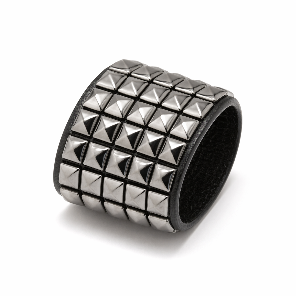 Studded PU Bracelet silver black