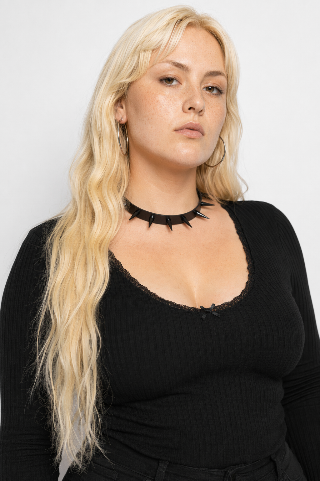 Spike Choker Necklace - Black Default