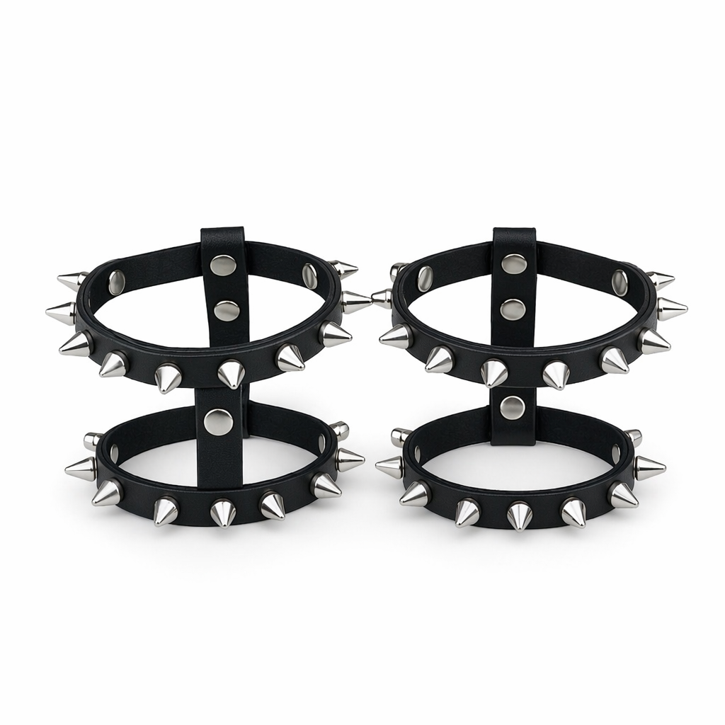 "Spike Garter Leg Harness - Edgy" Black