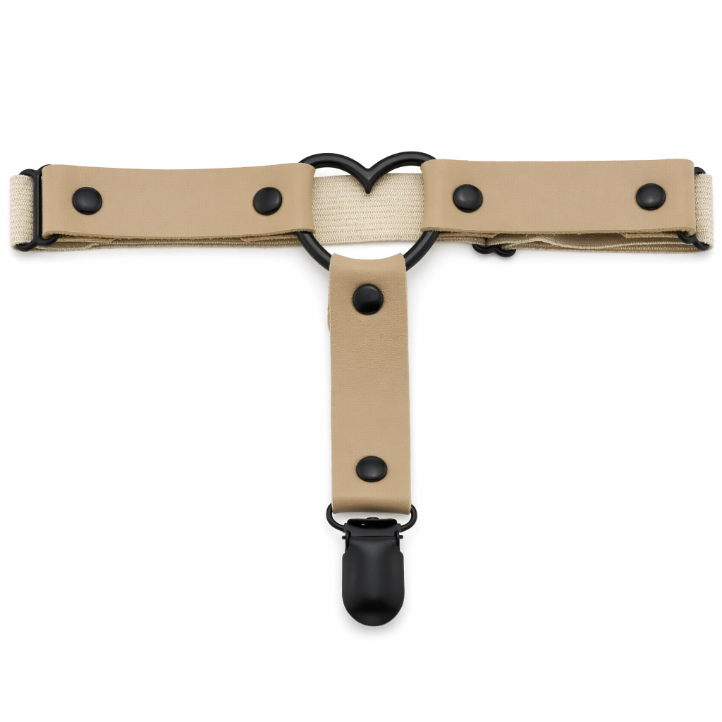 Gothic Leather Leg Garter begie