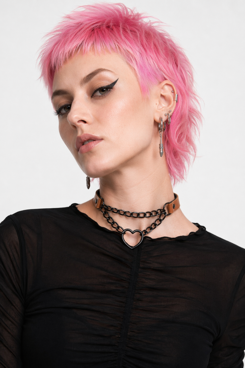 Black Goth Heart Choker - 16 Colors Brown