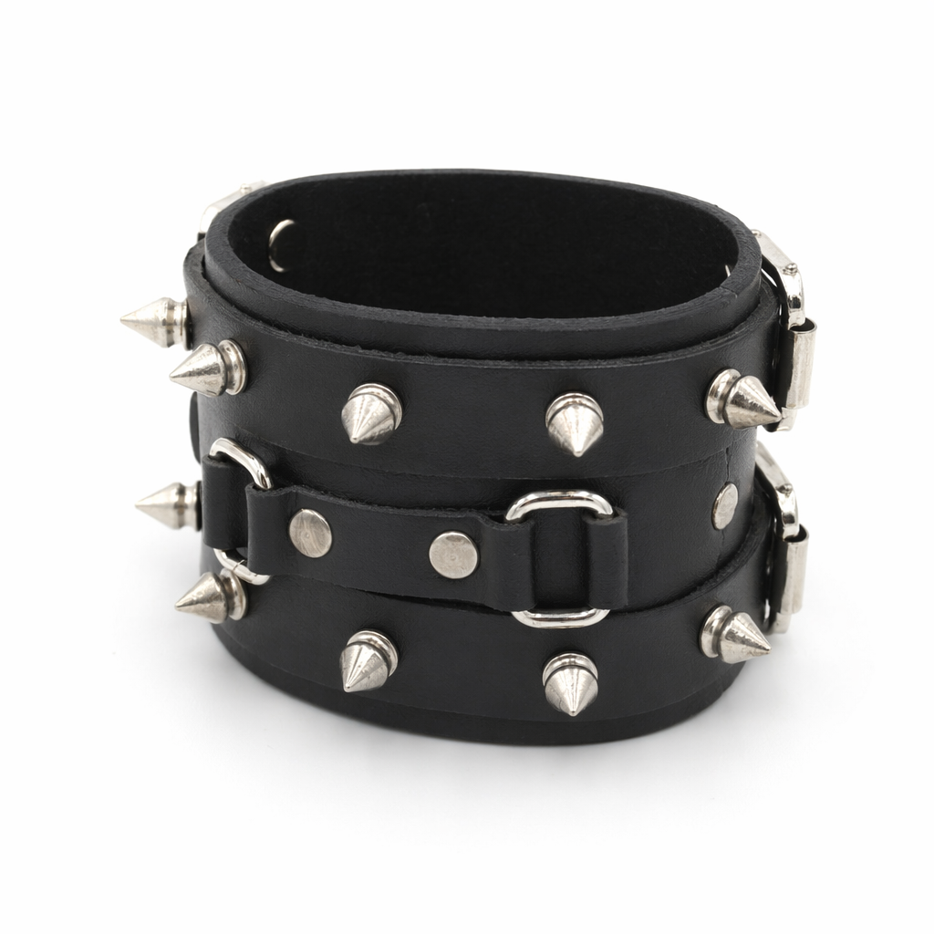 Unisex Spiked Leather Bracelet Default Title