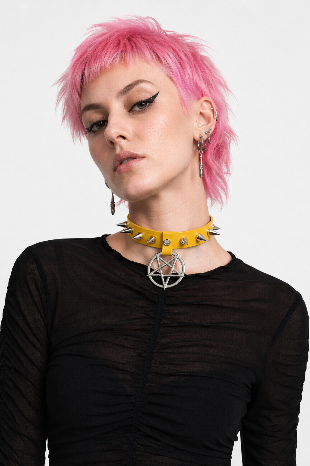 Alt Gothic Spike Choker - Darkest Depths yellow