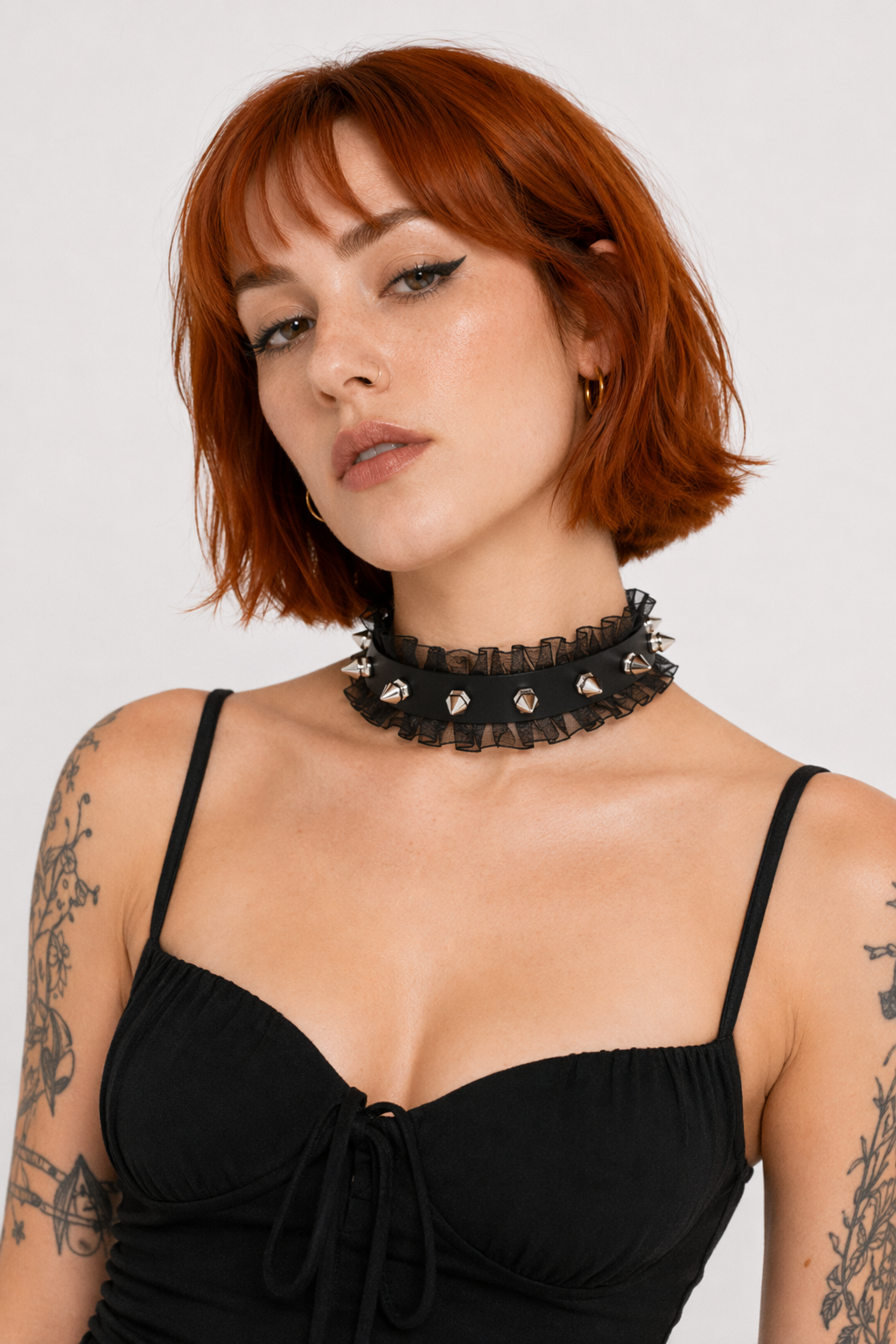 Leather Lace Choker black