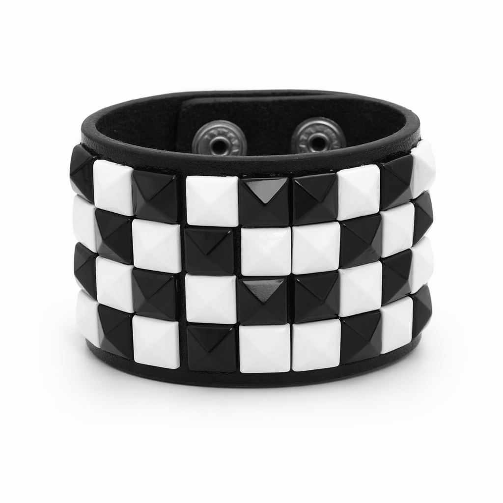 Studded PU Bracelet white black