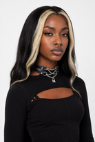 Leather Chain Choker navy