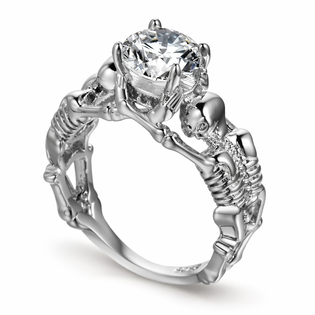 Silver Clear Stone Duo Ring 9