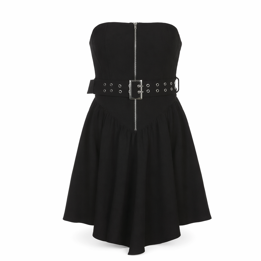 Apocalypse Strapless Belted Dress Black