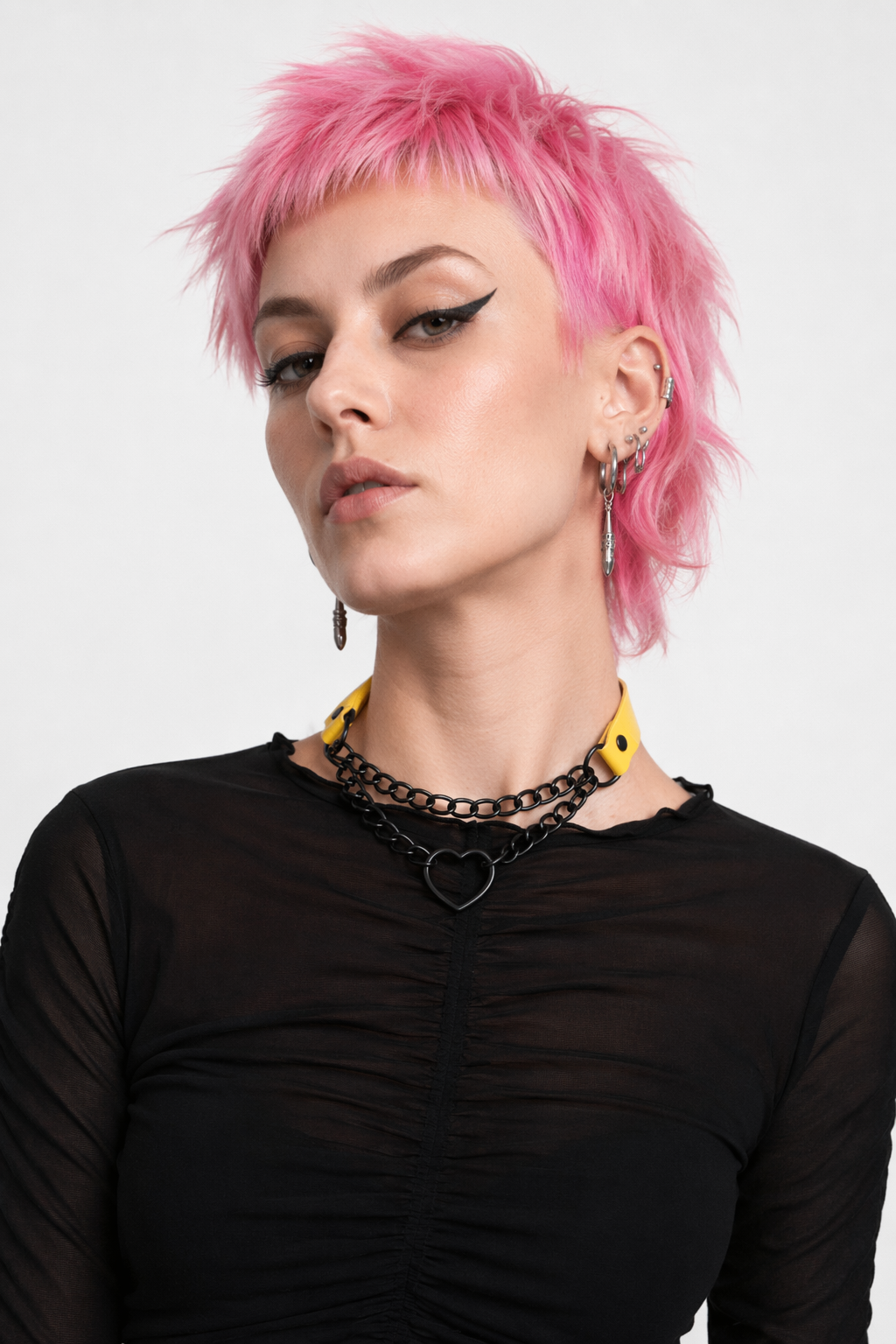 Black Goth Heart Choker - 16 Colors Yellow