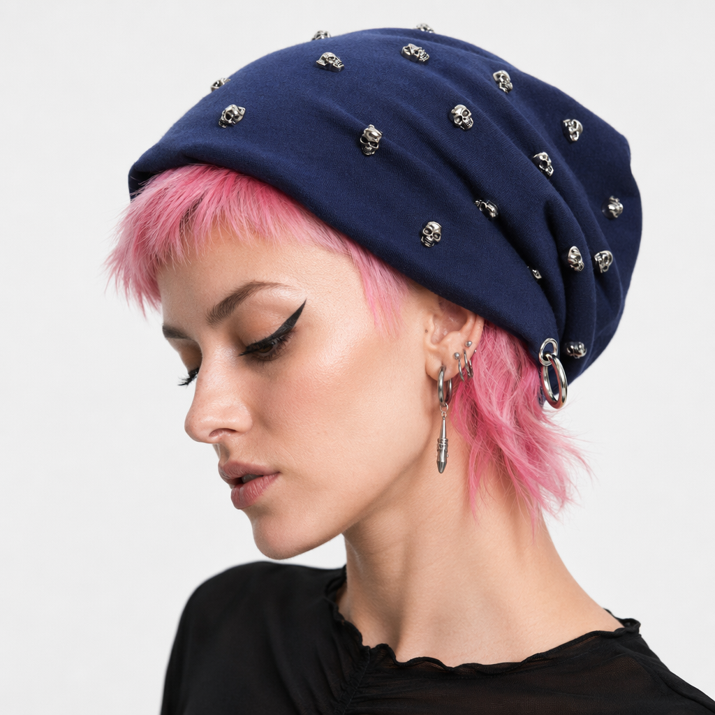 Skull Beanie Blue