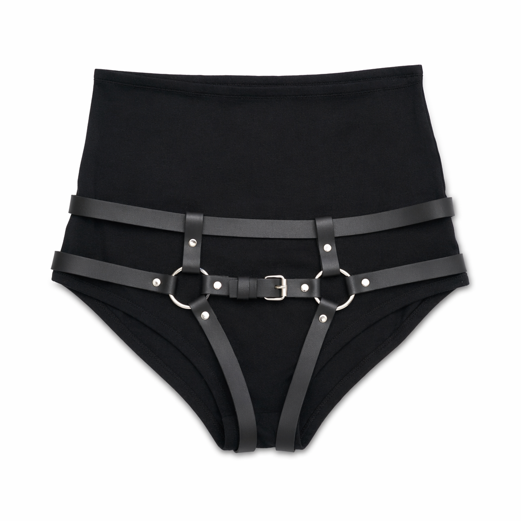 "Black PU Leather Harness Underwear - Intense" Default Title