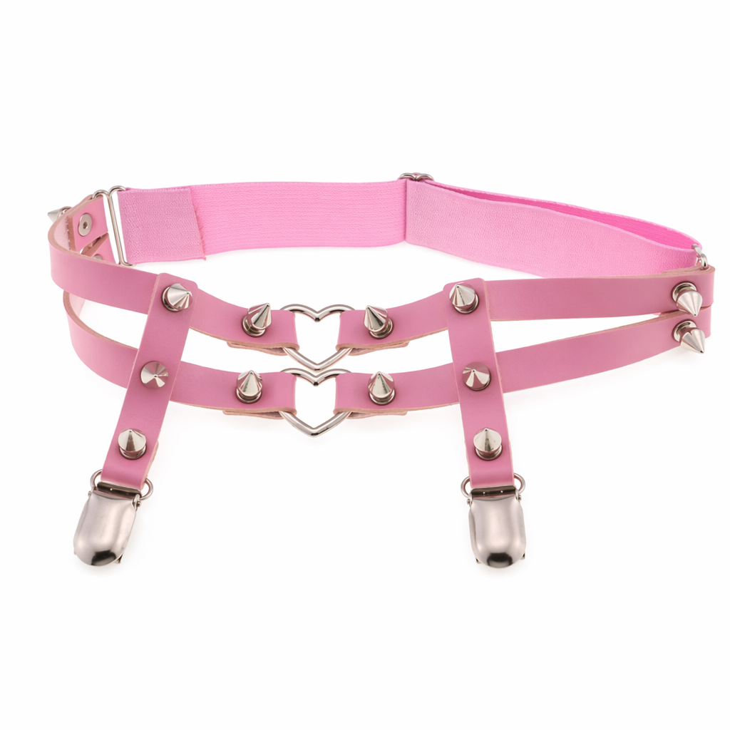 Heart Spike Garter pink
