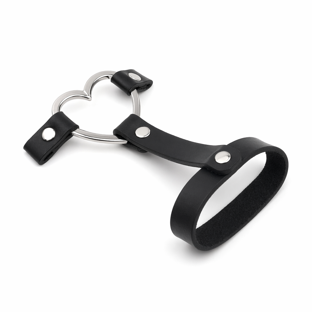 Gothic Leather Bracelet: Heart's Embrace Default