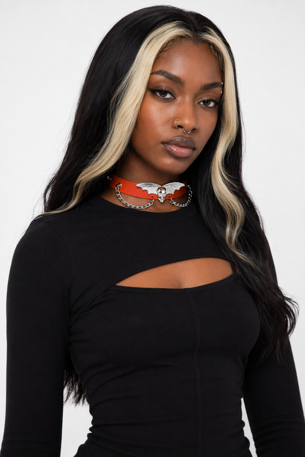 "Skull Bat Choker: Multi-Colored Option" Orange