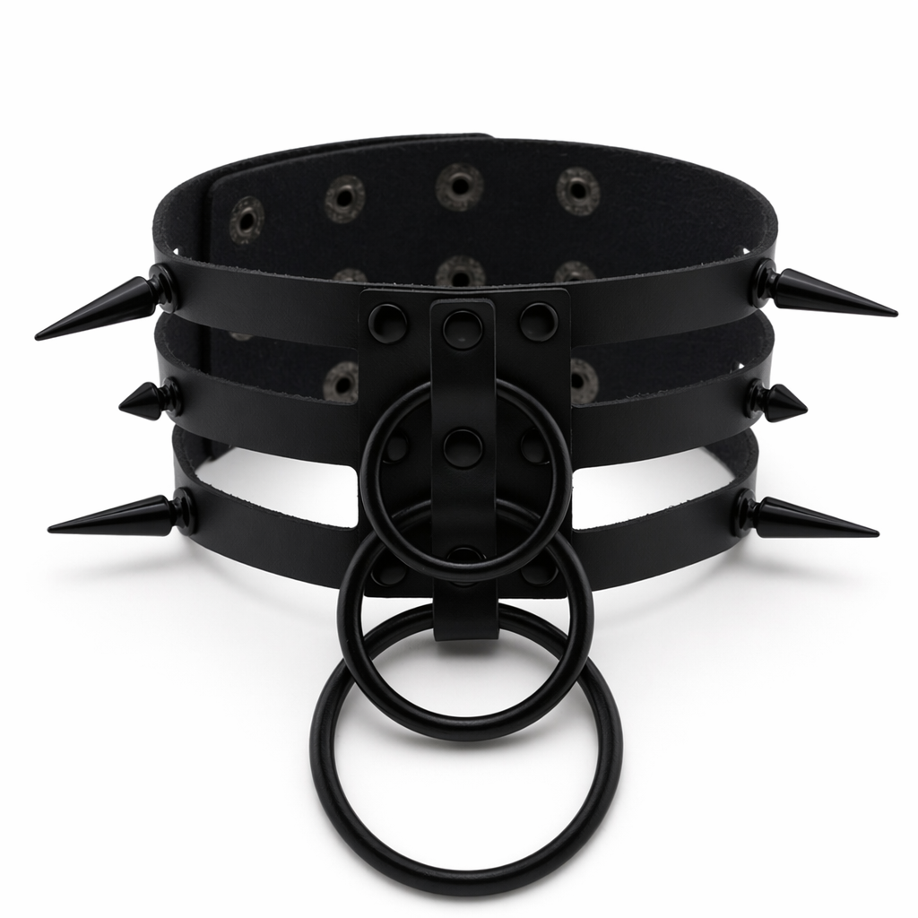 Black Choker with Triple Rings Default Title