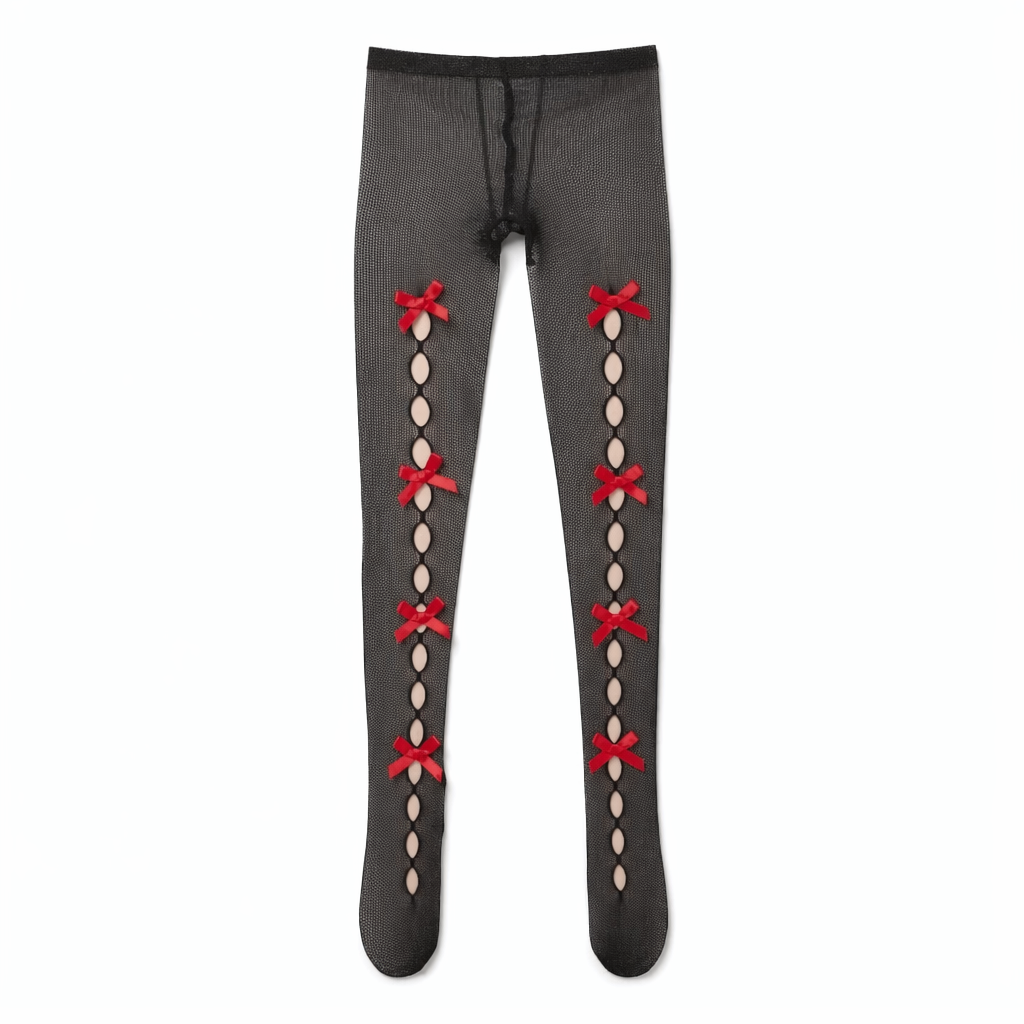 Lace Mesh Tights: Red Bows & Holes hdhssrhdj
