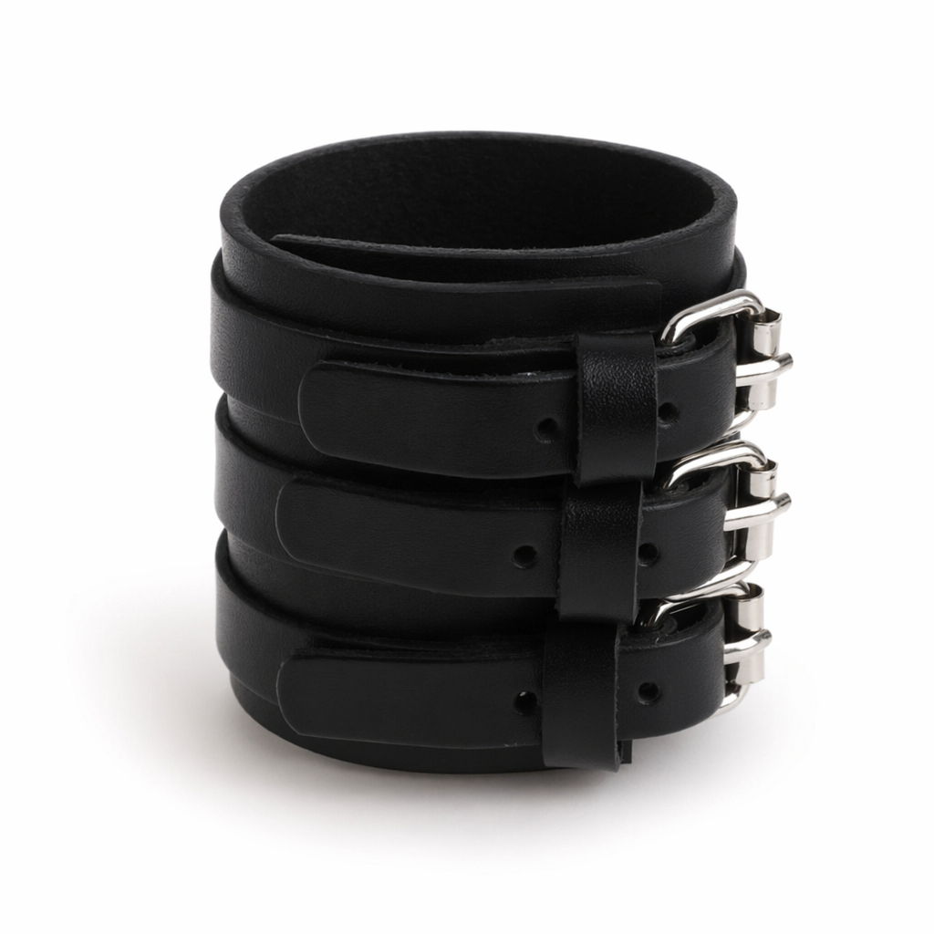 "Brave Black Leather Bracelet" Default Title