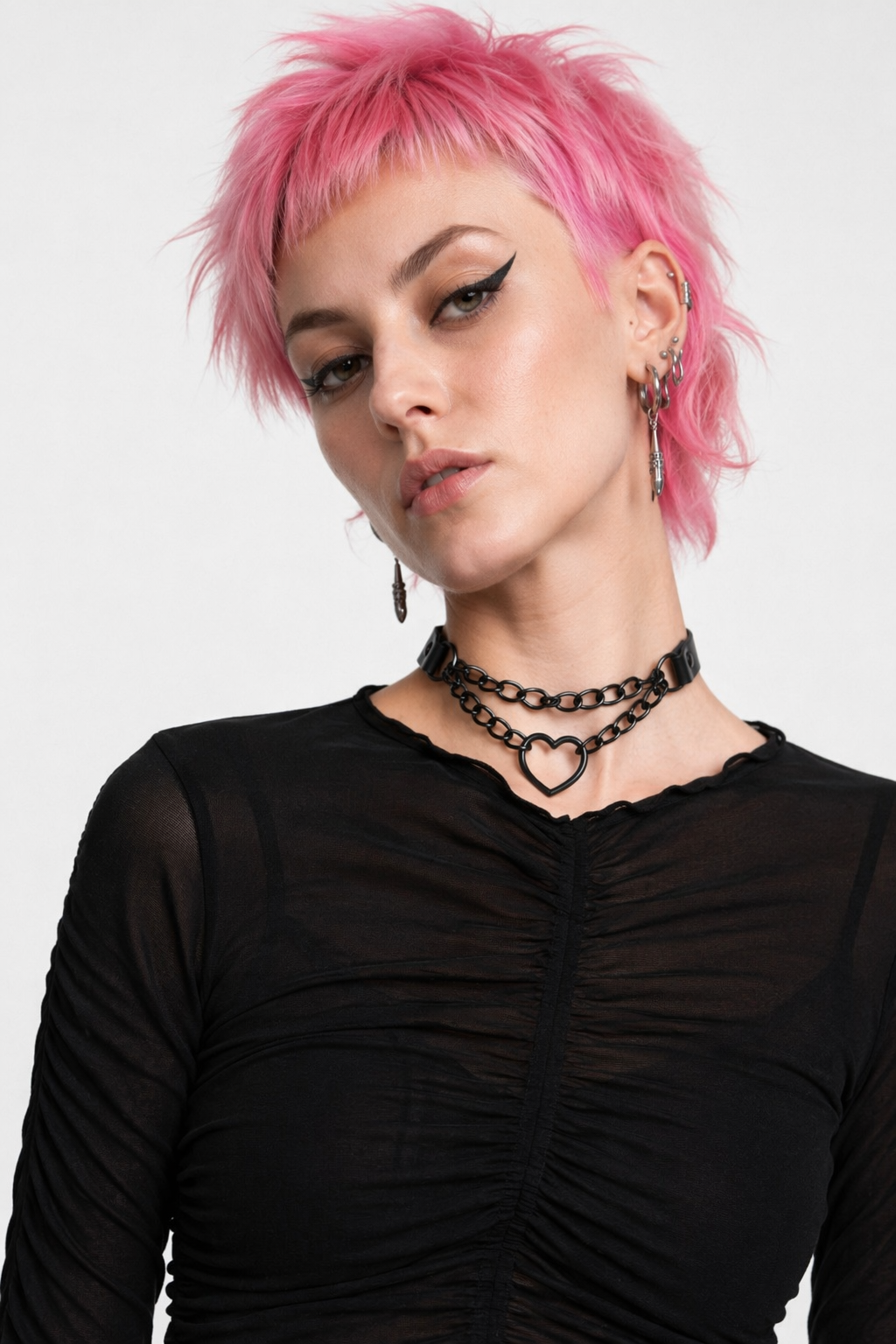 Black Goth Heart Choker - 16 Colors Black
