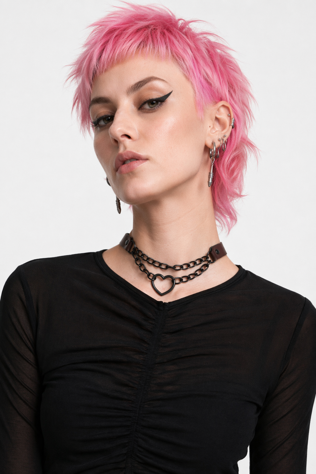 Black Goth Heart Choker - 16 Colors Coffee