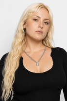 Ecstatic' Padlock Choker Chain Necklace Siver