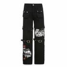 "Black Baggy Buckle Cargo Pants" Black