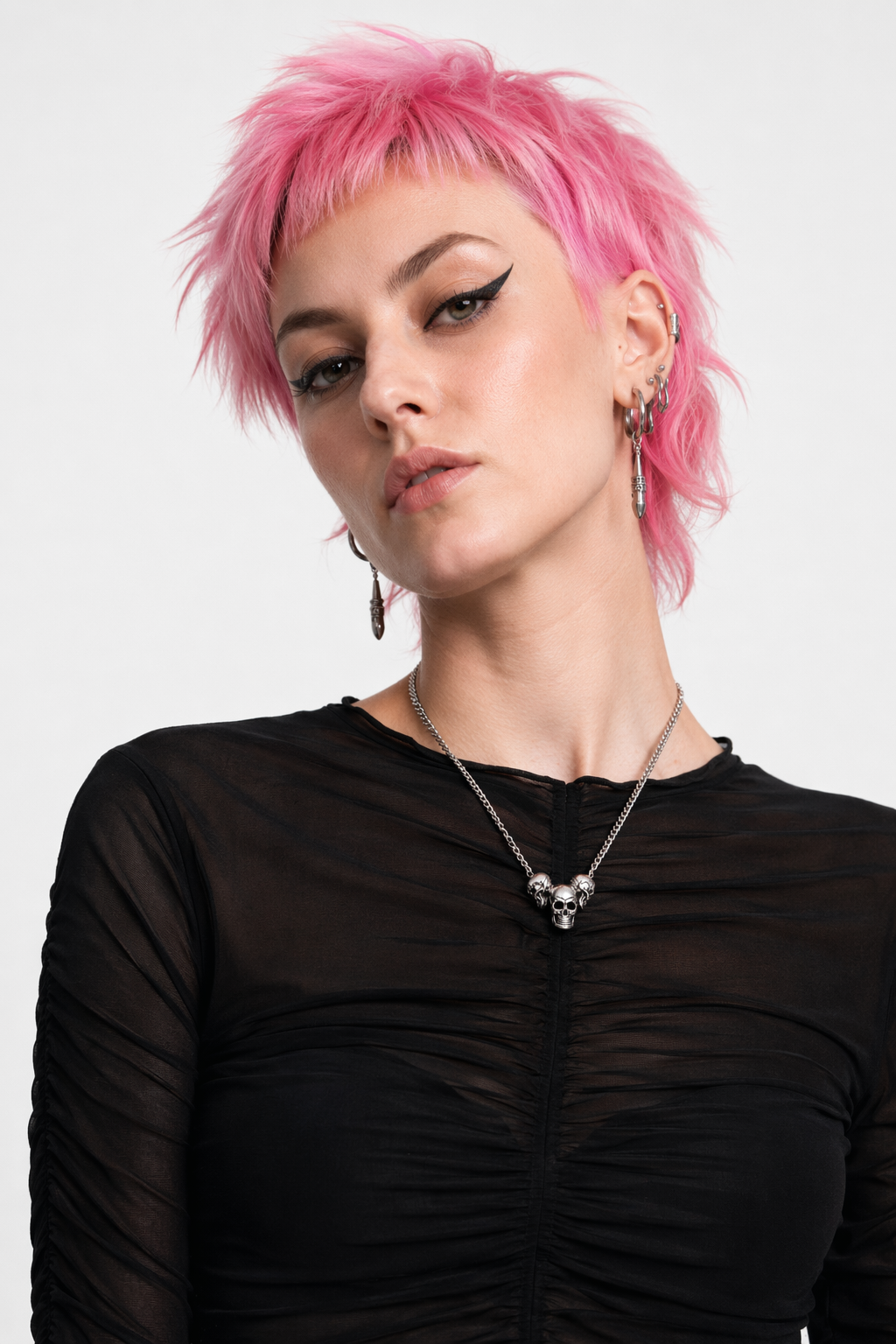 Skull Pendant Necklace Silver