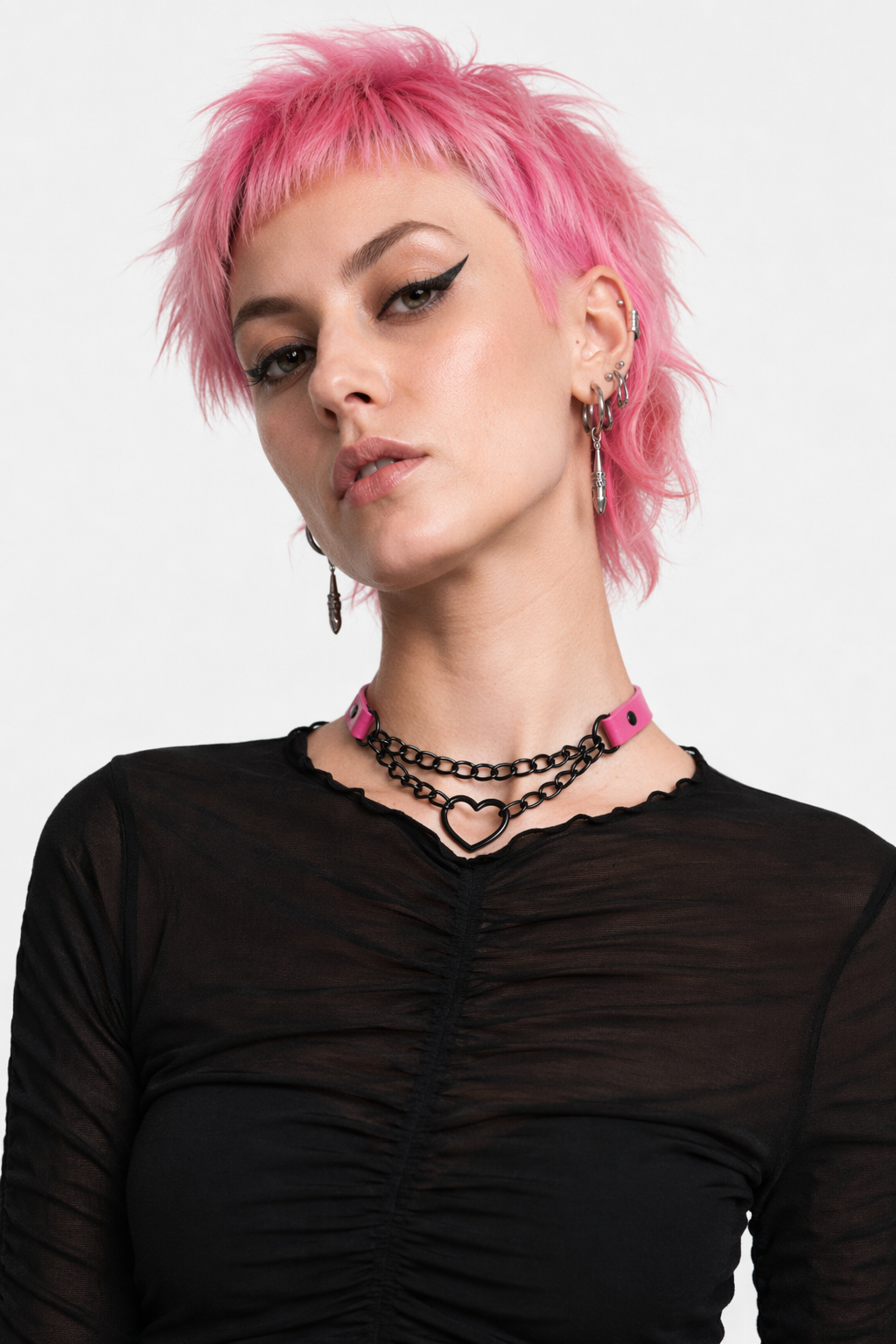 Black Goth Heart Choker - 16 Colors Rose