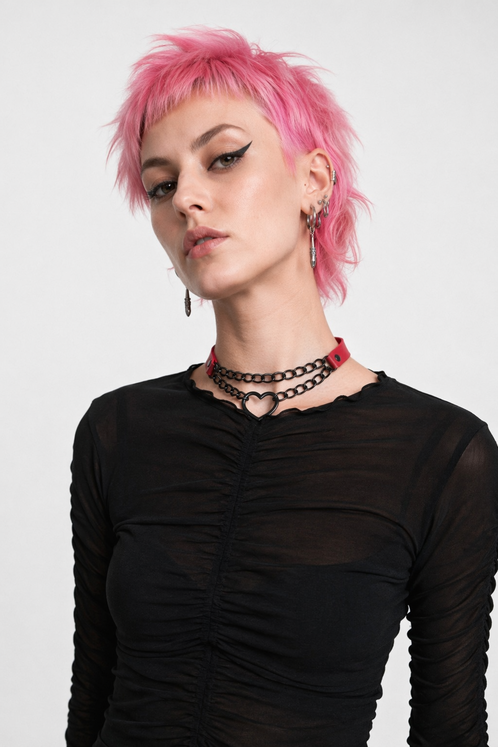 Black Goth Heart Choker - 16 Colors Red
