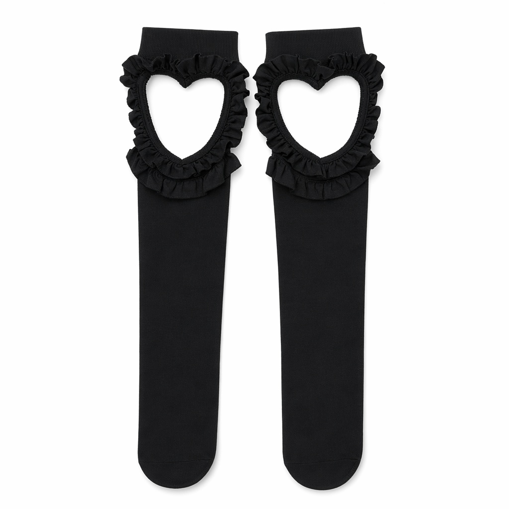 "Heart Knee Socks" black