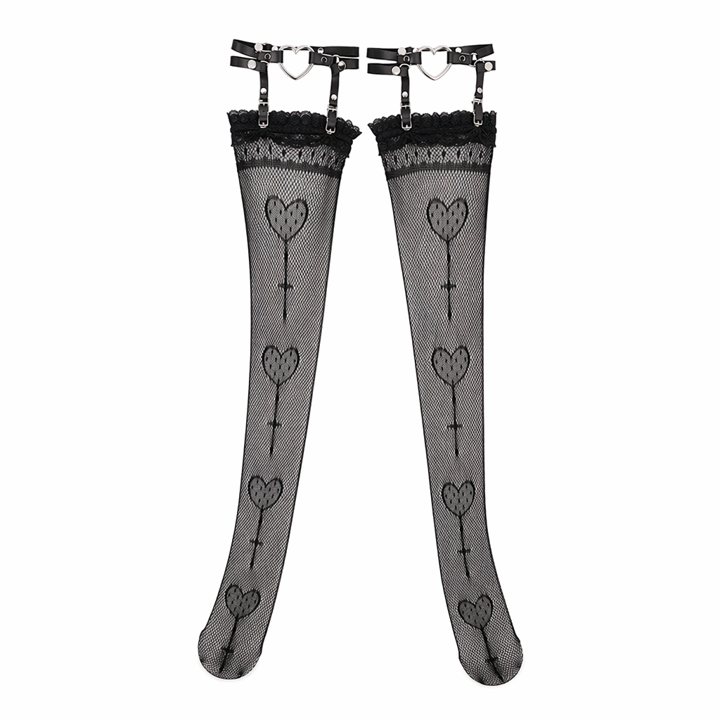 Black Lace Gothic Lolita Socks Default