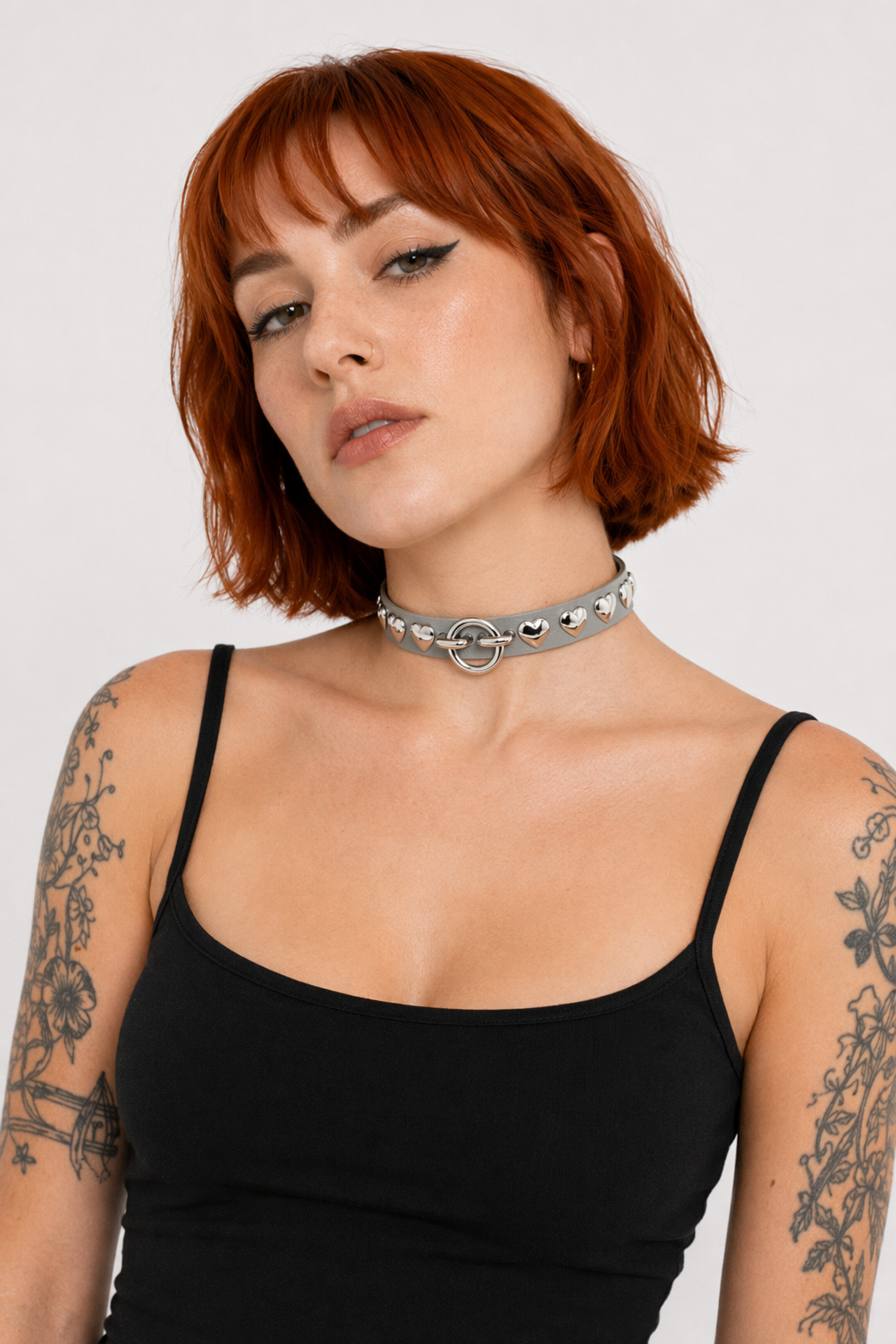 Colorful Heart Choker Gray