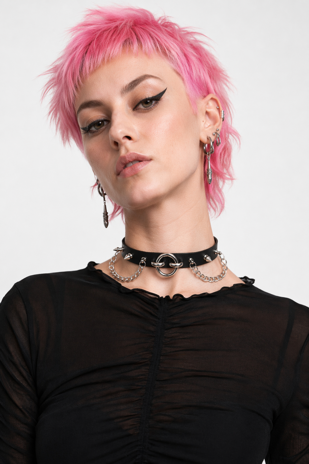 Vengeance' Faux Leather Chain Choker Default Title
