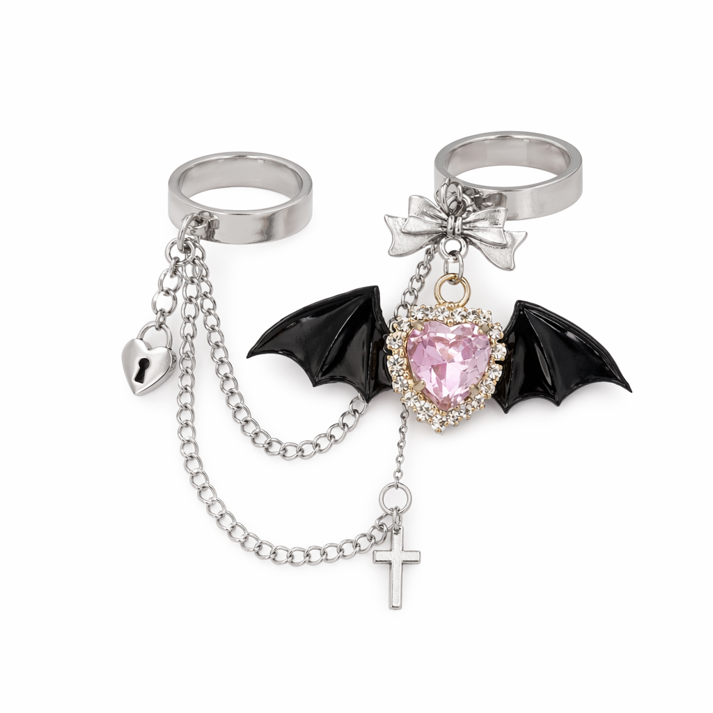 Angel Bat Wings Ring Black Bat