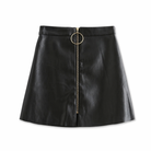 Black Mini Skirt with PU 'O' Ring Detail Black
