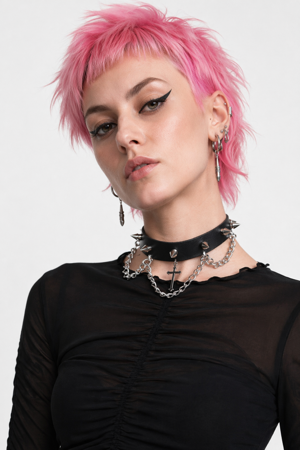 Spike Chain Choker Necklace Default Title