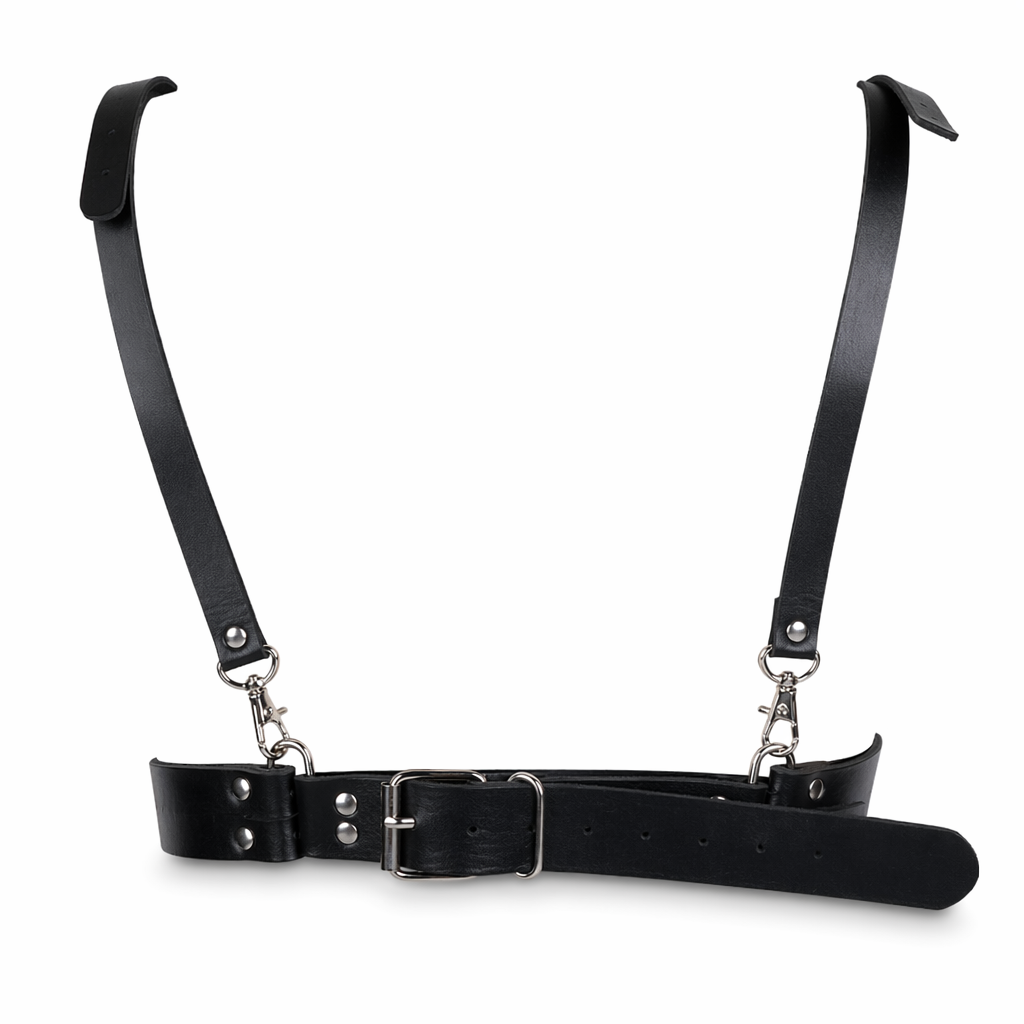 Black Faux Leather Harness Default