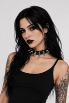 "Double Row Gothic Rivet Choker" Default