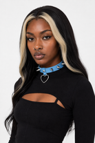 Furious Heart Choker in Black light blue