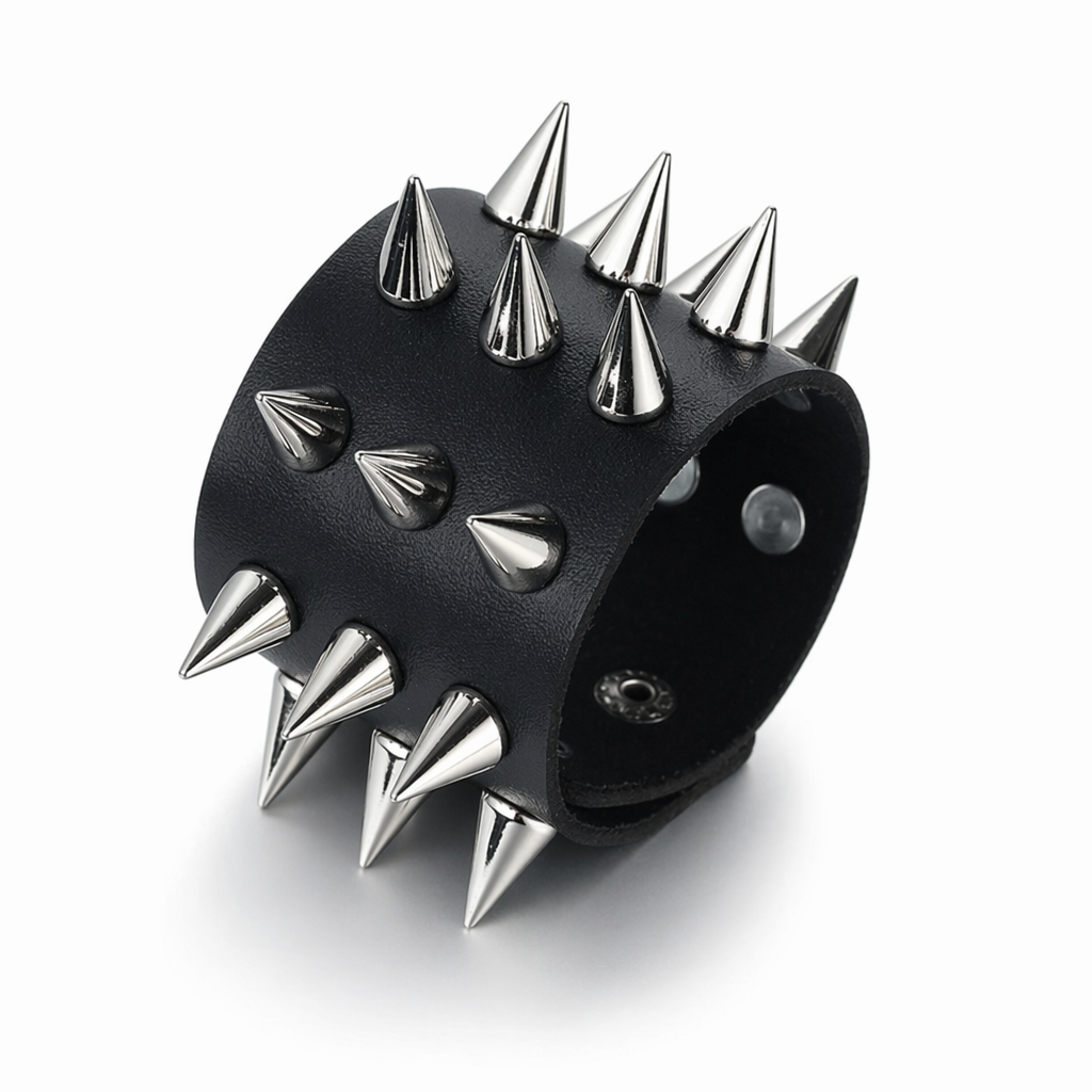 Leather Spike Bracelet - Black Default Title