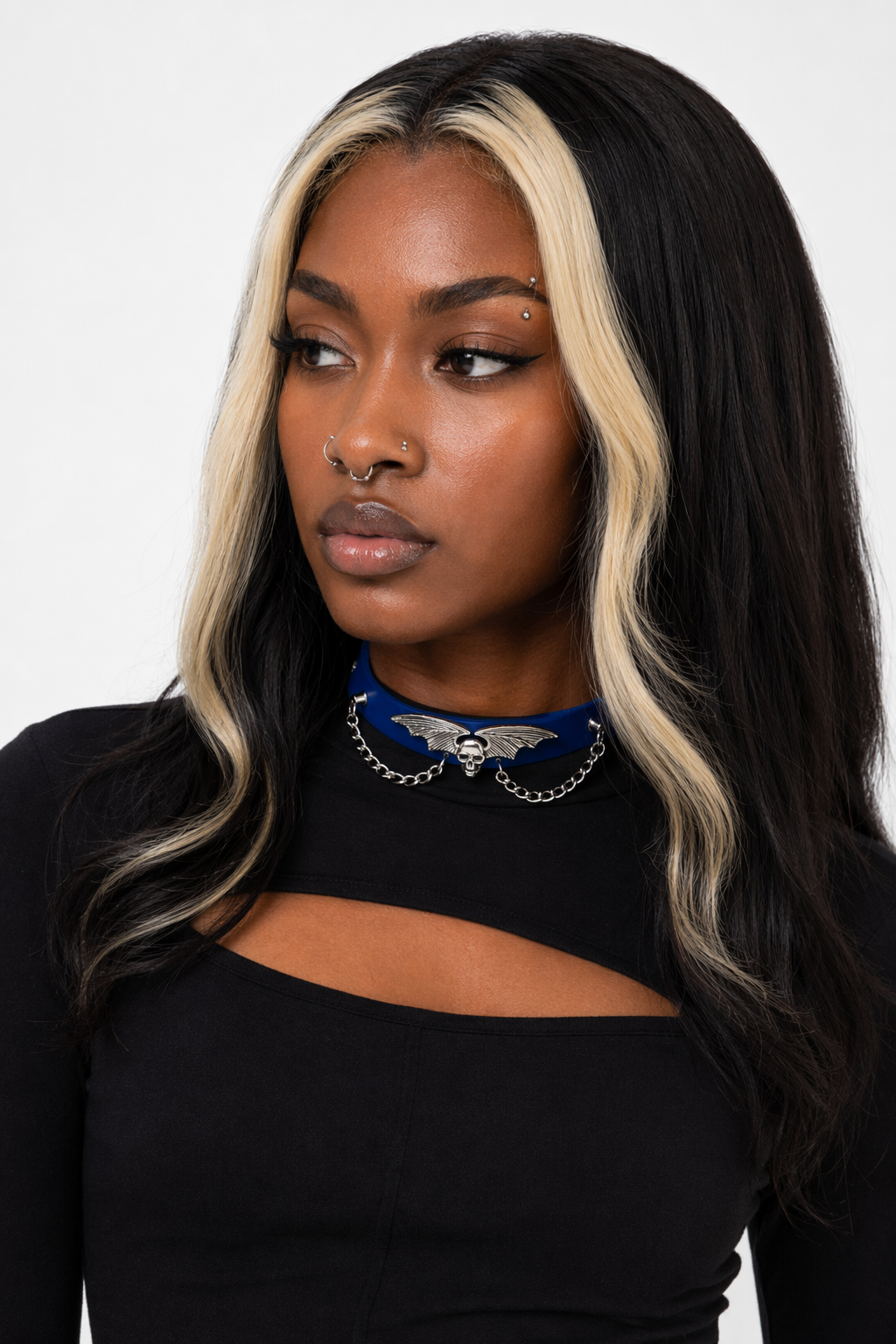 "Skull Bat Choker: Multi-Colored Option" Blue