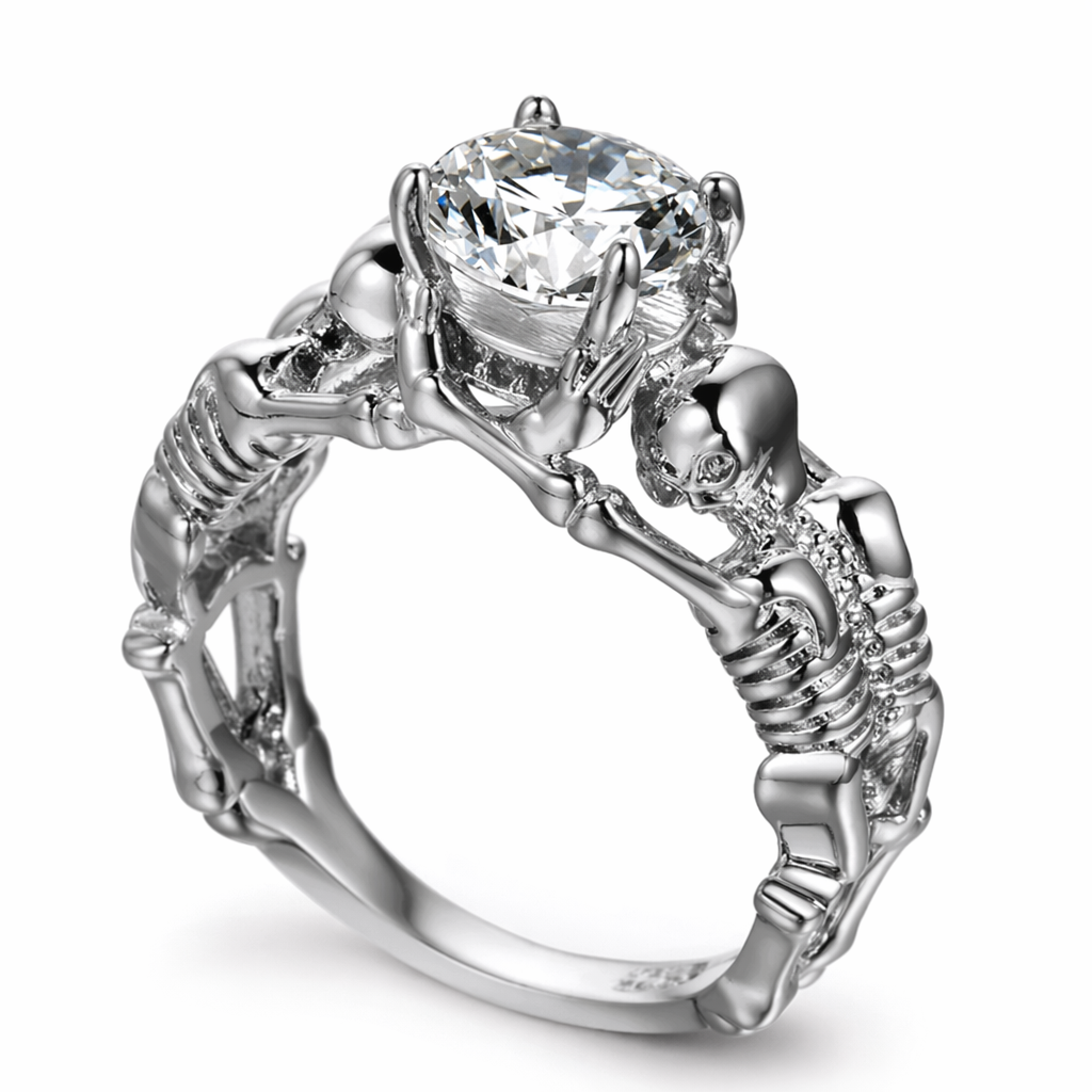 Silver Clear Stone Duo Ring 5