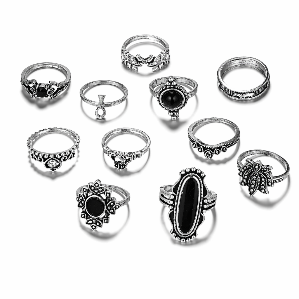 Black Silver Alternative Ring Set Default Title